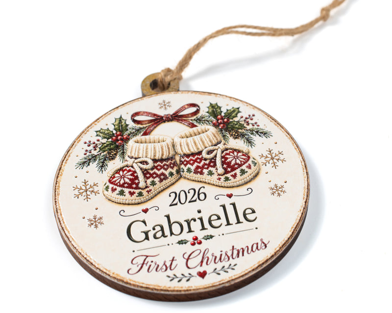 Personalized Baby's First Christmas Ornament – 3D Textured Design