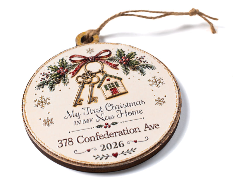 Personalized First Christmas in our New Home Ornament – 3D Textured Design