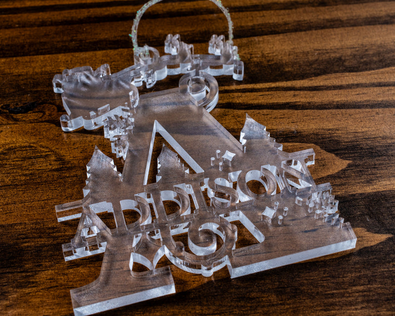 Frosted Acrylic Christmas Split Monogram Ornament