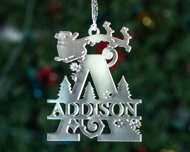 Frosted Acrylic Christmas Split Monogram Ornament