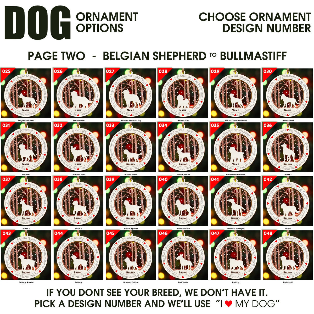 I Love My Dog Premium Christmas Ornament