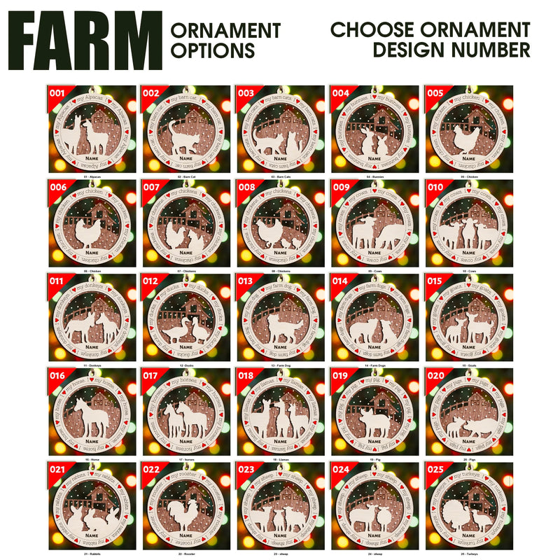 I Love My Farm Animal Premium Christmas Ornament