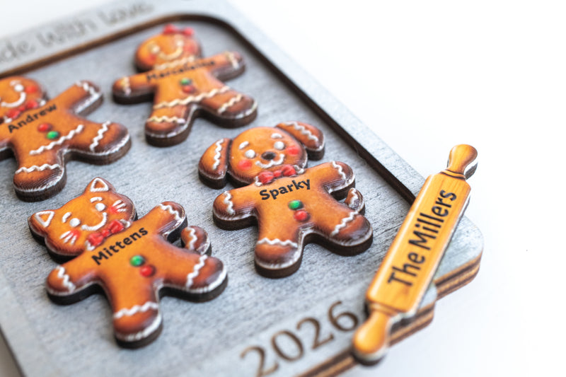 Gingerbread Tray Family Cookie Christmas Ornament