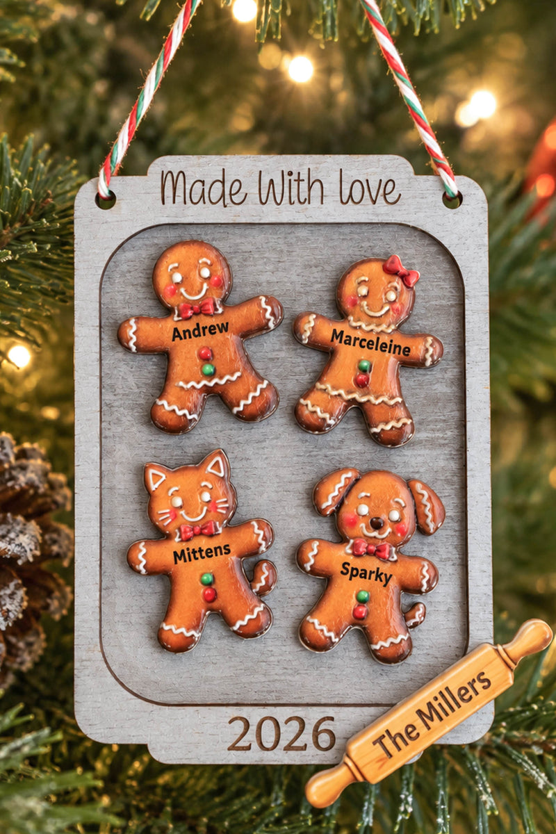 Gingerbread Tray Family Cookie Christmas Ornament