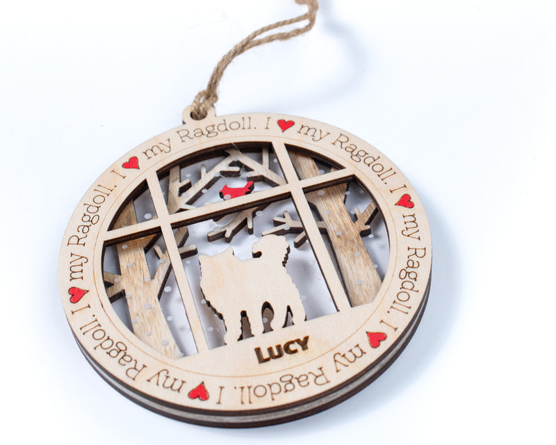 I Love My Cat Premium Christmas Ornament
