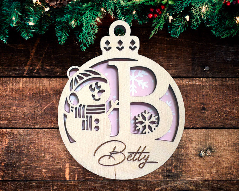 Snowman Monogram Ornament
