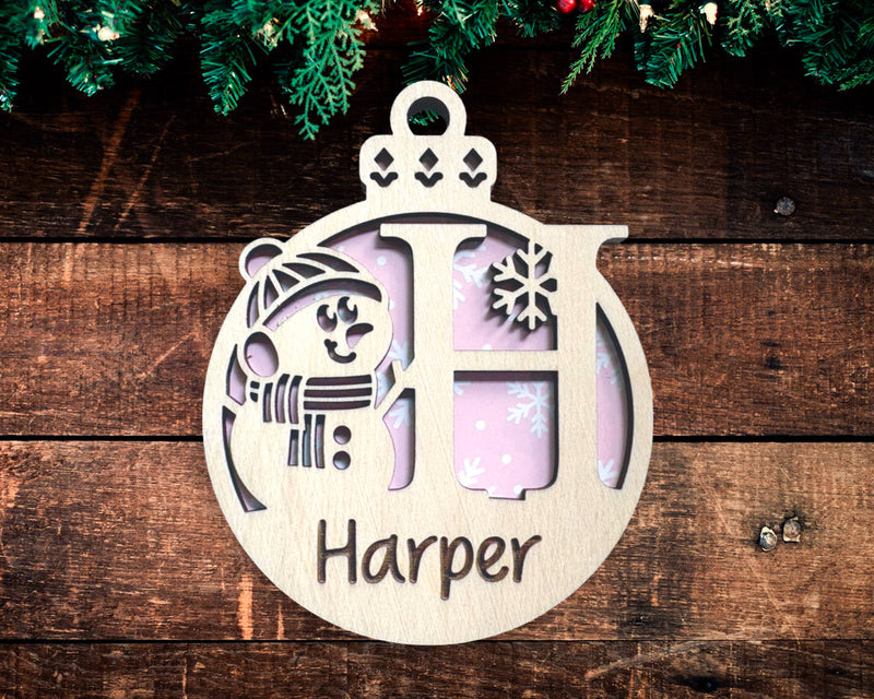 Snowman Monogram Ornament
