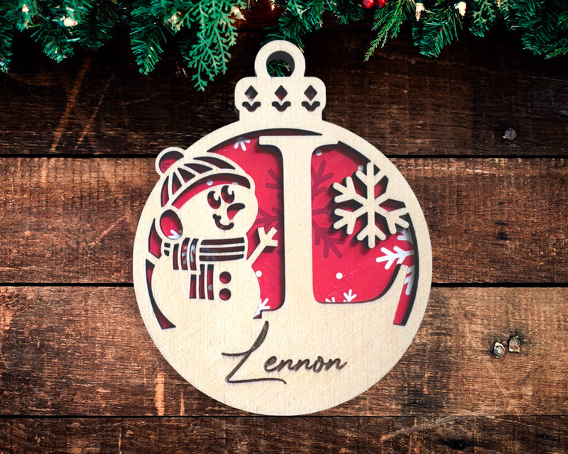 Snowman Monogram Ornament