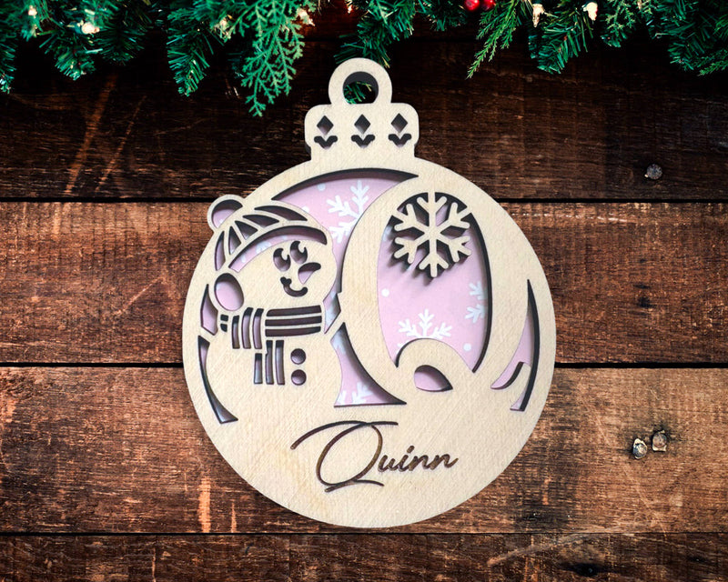 Snowman Monogram Ornament