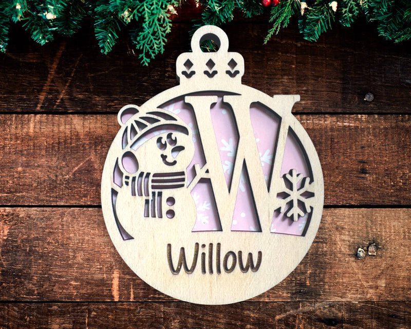 Snowman Monogram Ornament
