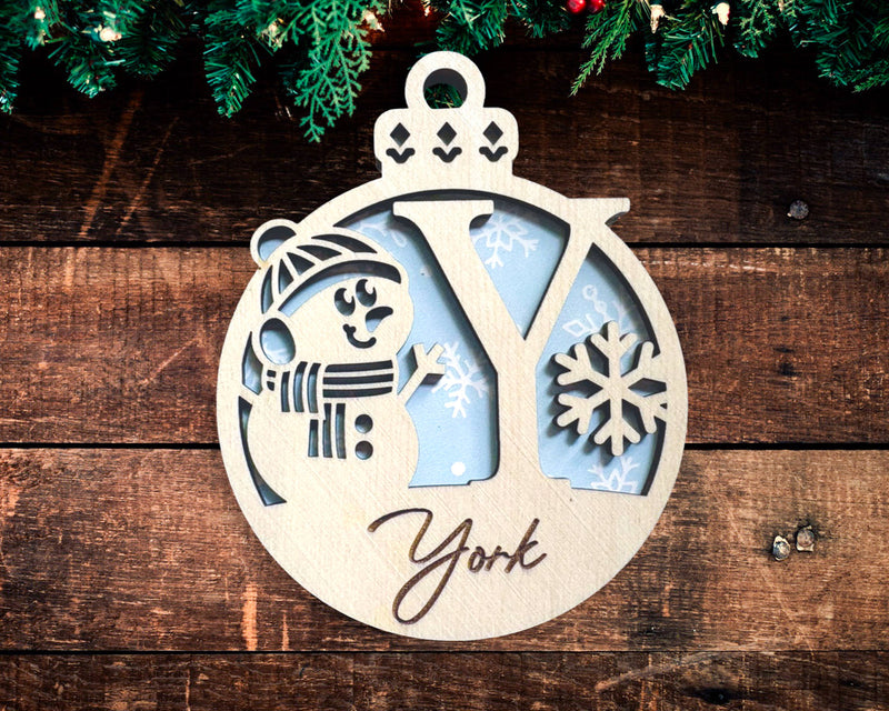 Snowman Monogram Ornament