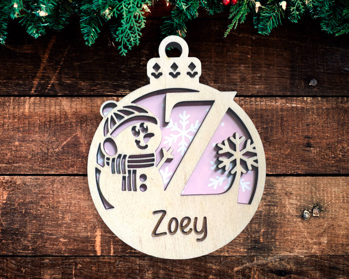 Snowman Monogram Ornament