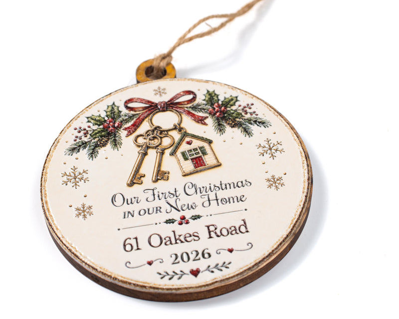 Personalized First Christmas in our New Home Ornament – 3D Textured Design