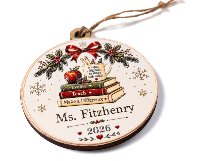 Personalized Teacher Ornament – 3D Textured Design
