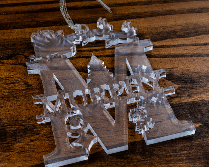 Frosted Acrylic Christmas Split Monogram Ornament