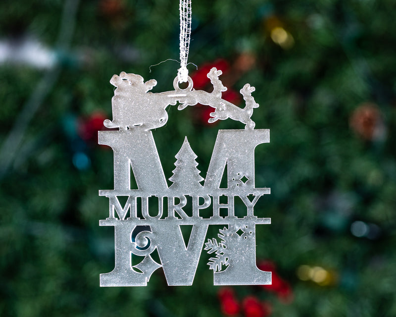 Frosted Acrylic Christmas Split Monogram Ornament