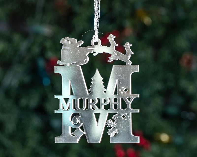 Frosted Acrylic Christmas Split Monogram Ornament