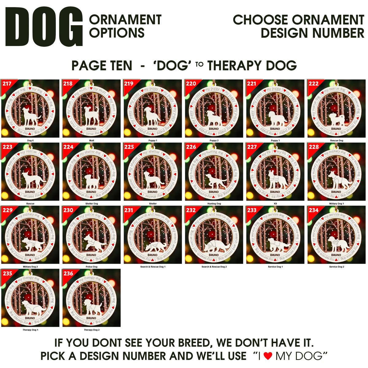 I Love My Dog Premium Christmas Ornament