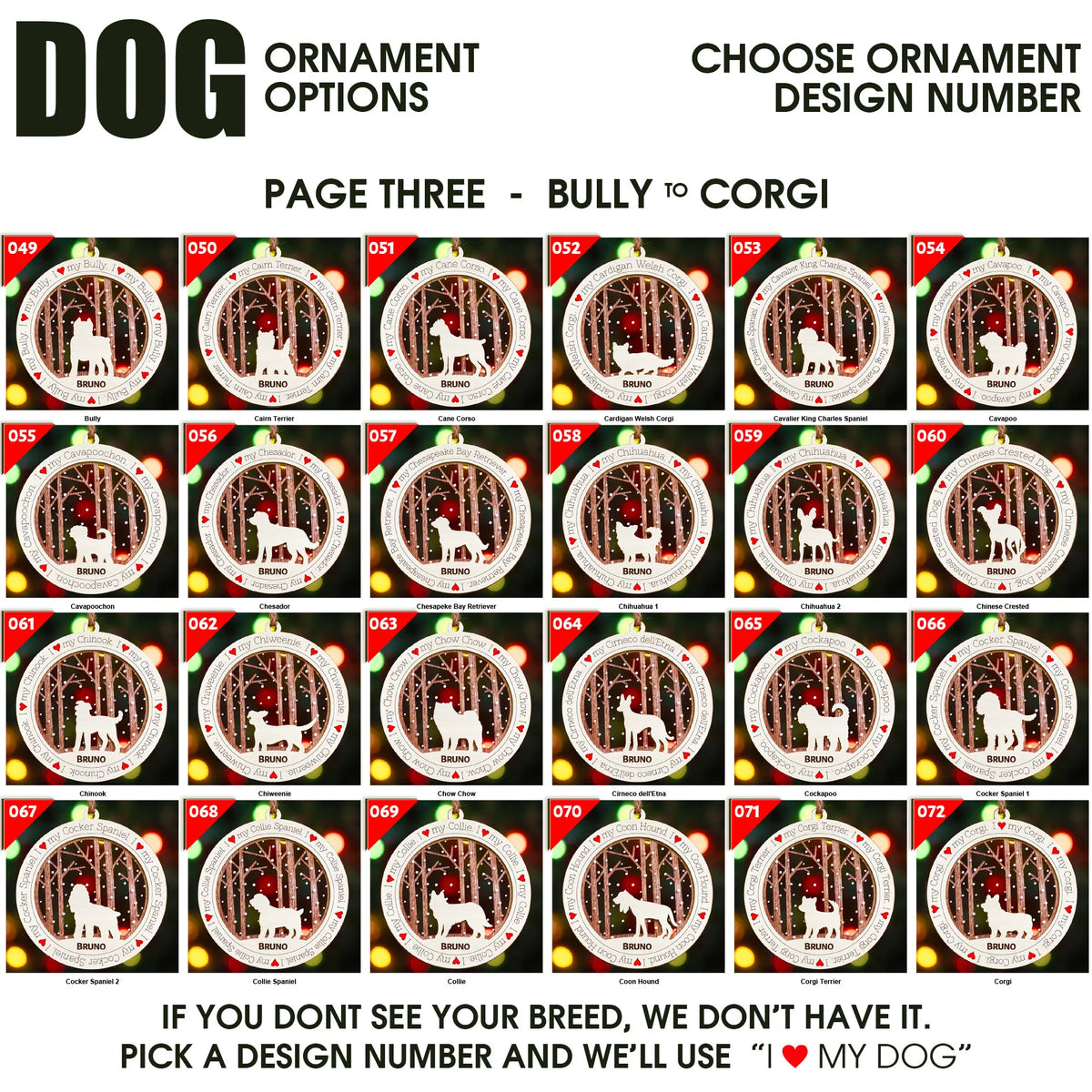I Love My Dog Premium Christmas Ornament