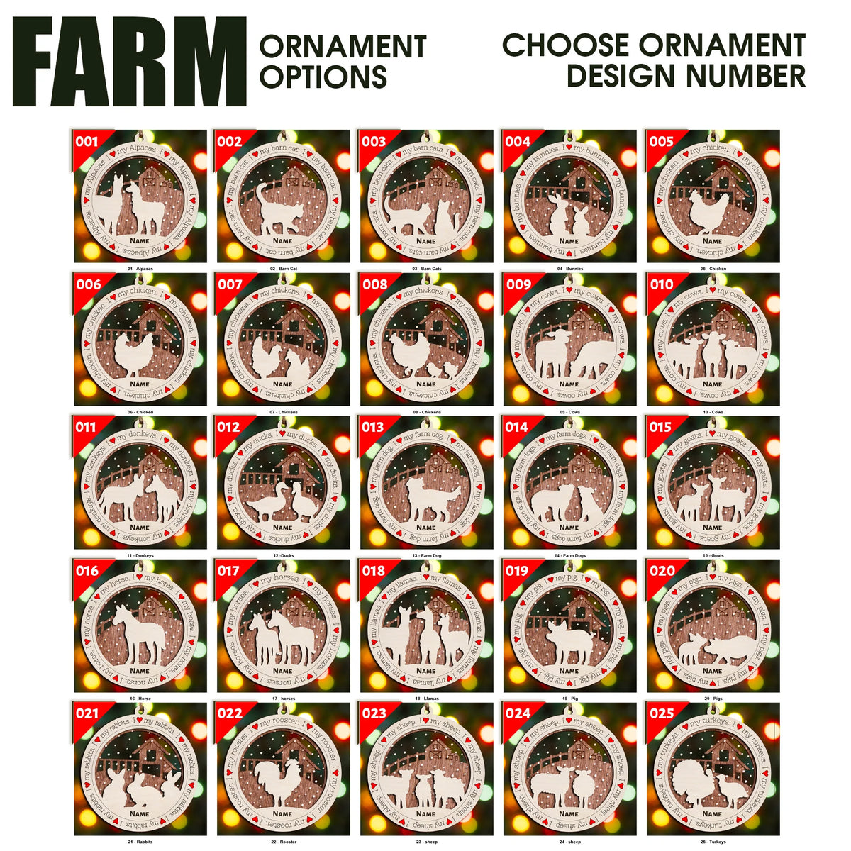 I Love My Farm Animal Premium Christmas Ornament