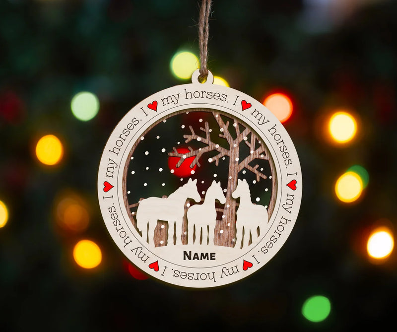 I Love My Horse Premium Christmas Ornament