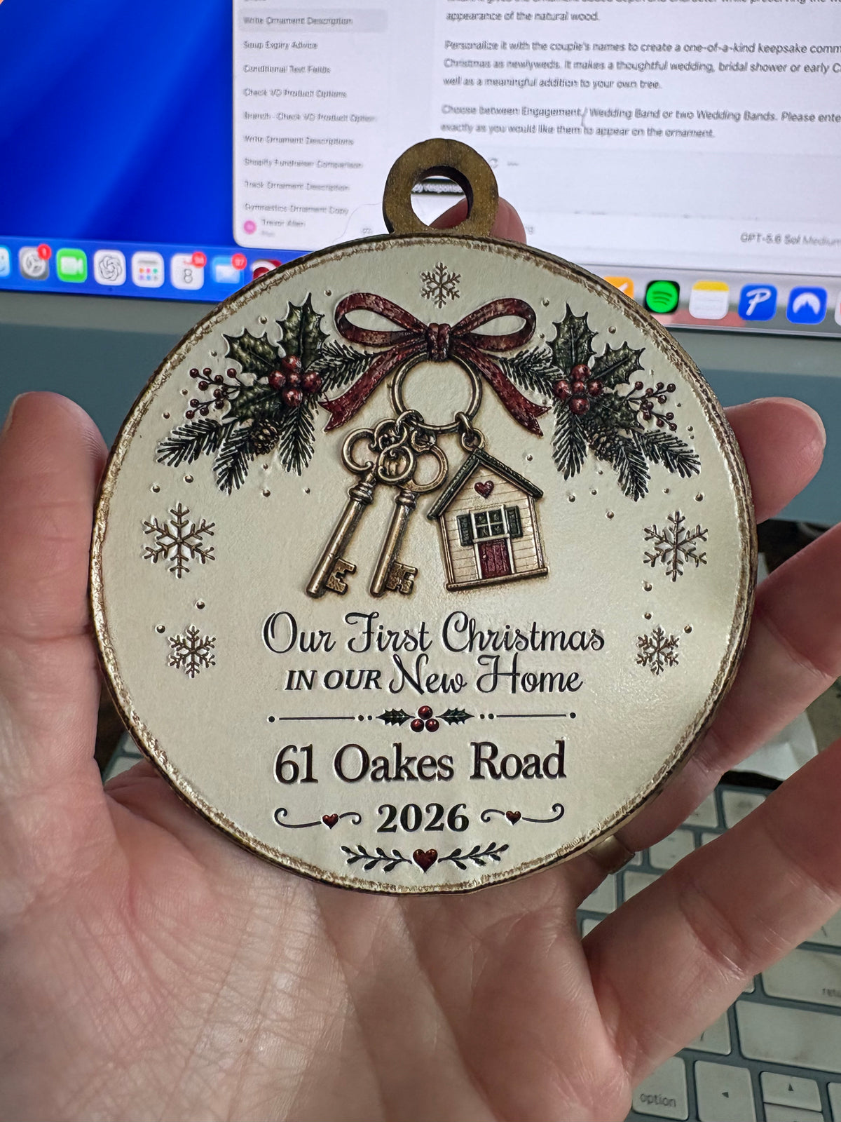 Personalized First Christmas in our New Home Ornament – 3D Textured Design