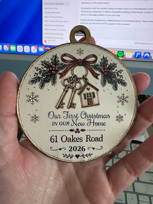 Personalized First Christmas in our New Home Ornament – 3D Textured Design