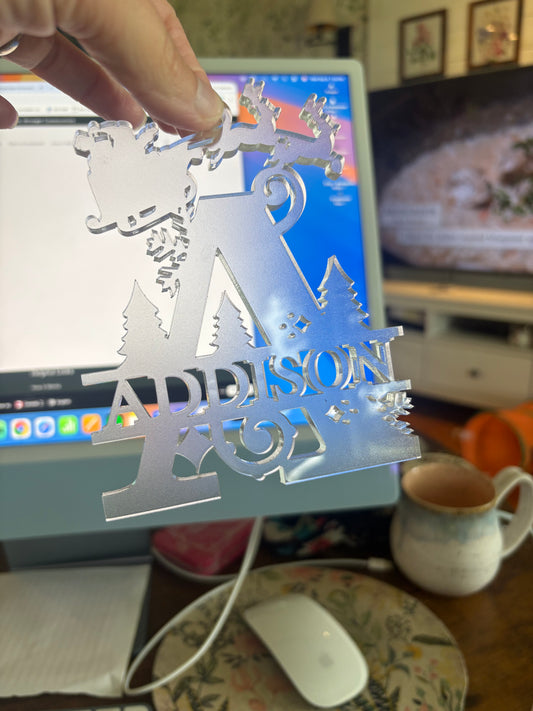 Frosted Acrylic Christmas Split Monogram Ornament