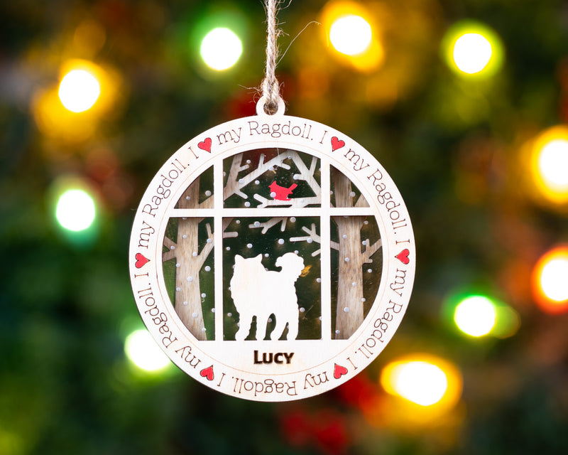 I Love My Cat Premium Christmas Ornament