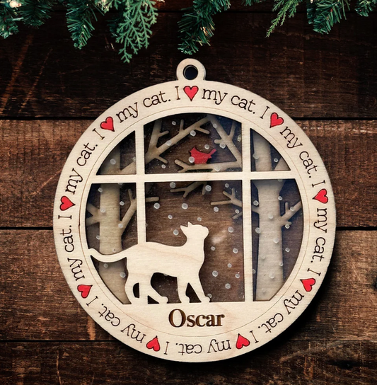 I Love My Cat Premium Christmas Ornament