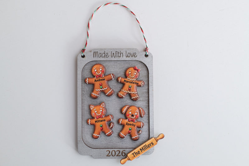 Gingerbread Tray Family Cookie Christmas Ornament