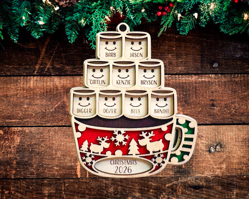Hot Cocoa Mug Family Ornament