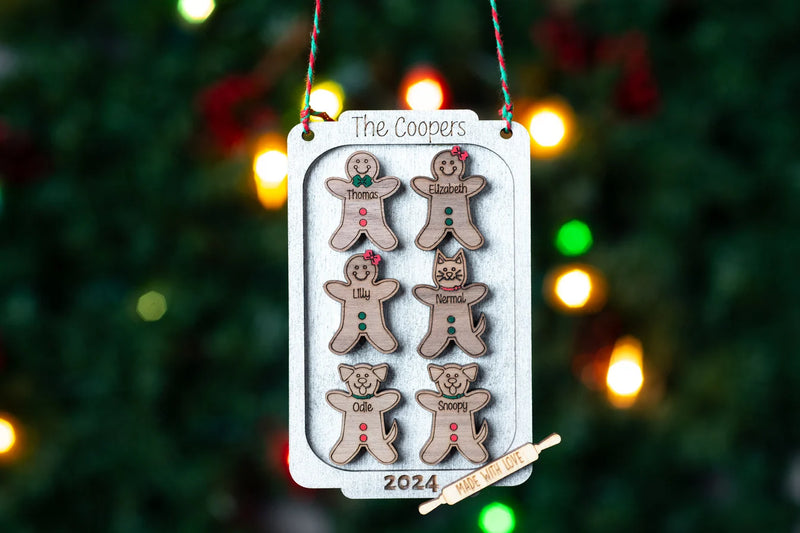 Gingerbread Tray Family Cookie Christmas Ornament