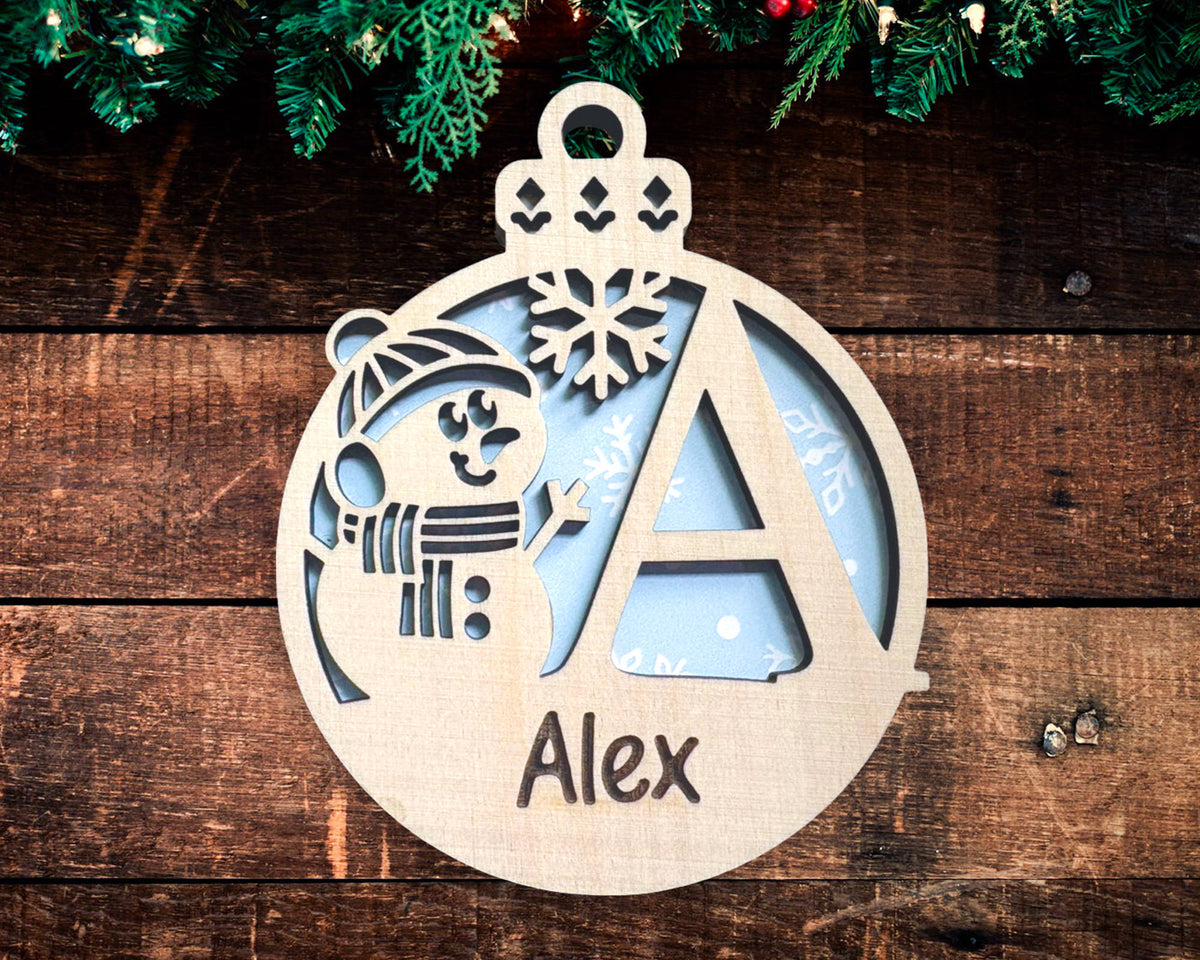 Snowman Monogram Ornament