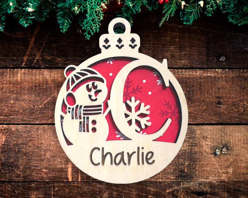 Snowman Monogram Ornament