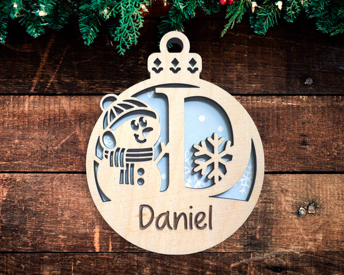 Snowman Monogram Ornament