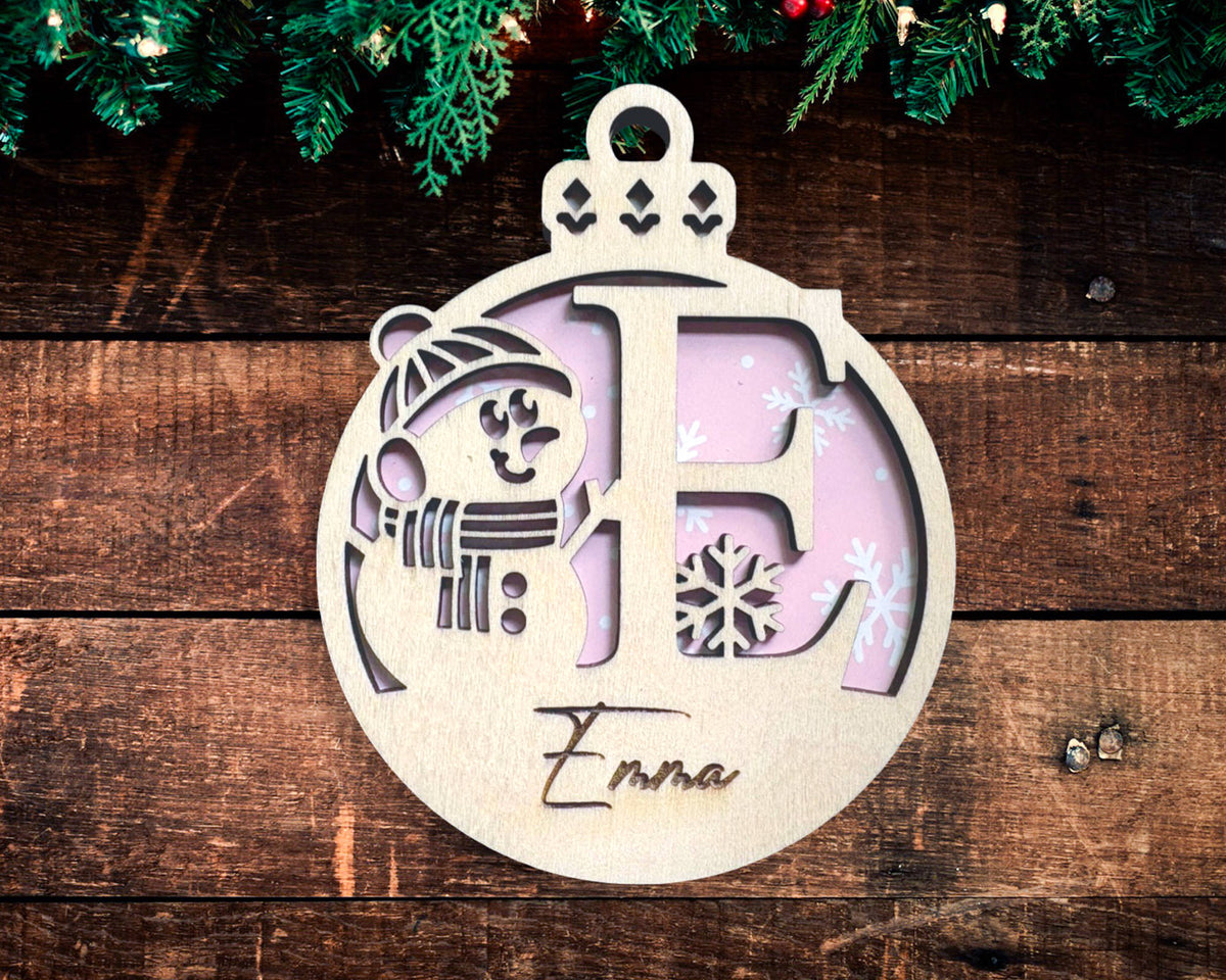 Snowman Monogram Ornament