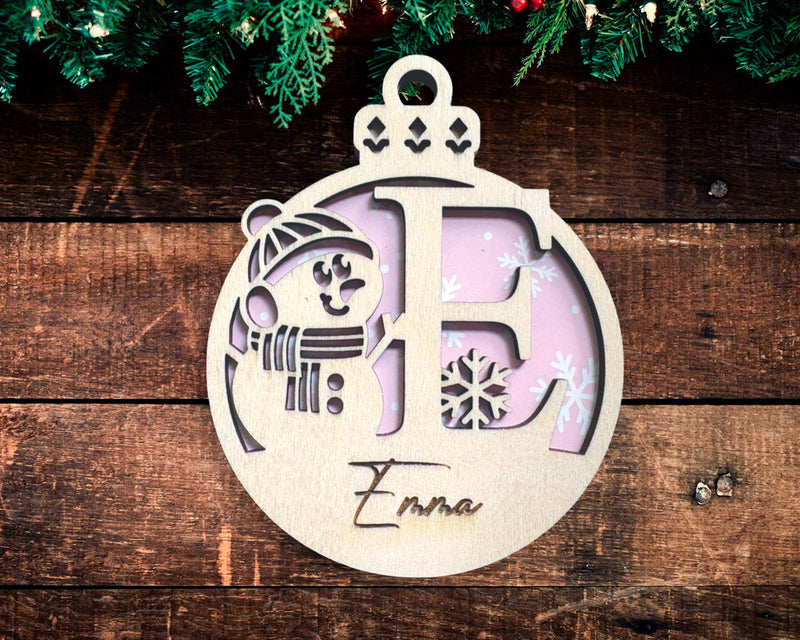 Snowman Monogram Ornament