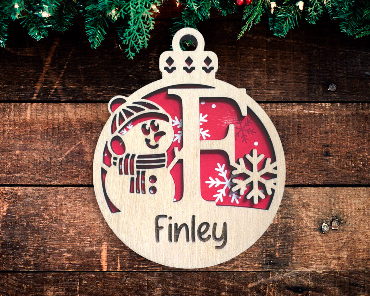 Snowman Monogram Ornament