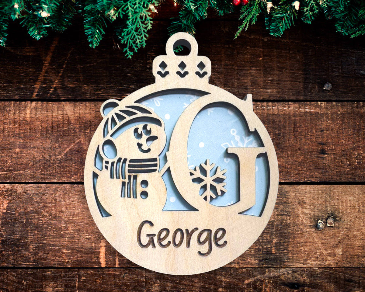 Snowman Monogram Ornament