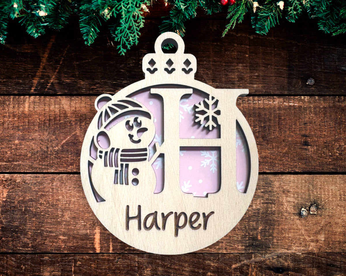 Snowman Monogram Ornament