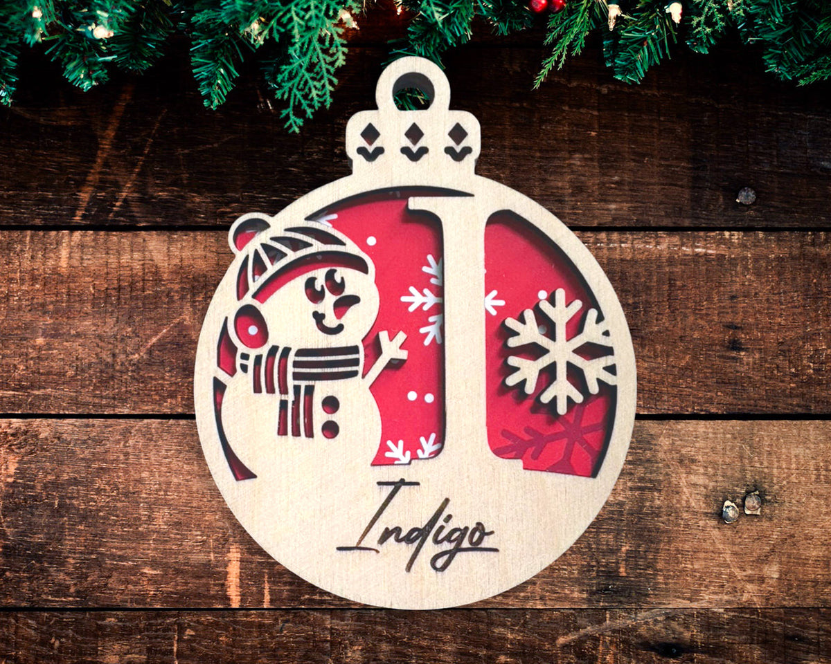Snowman Monogram Ornament