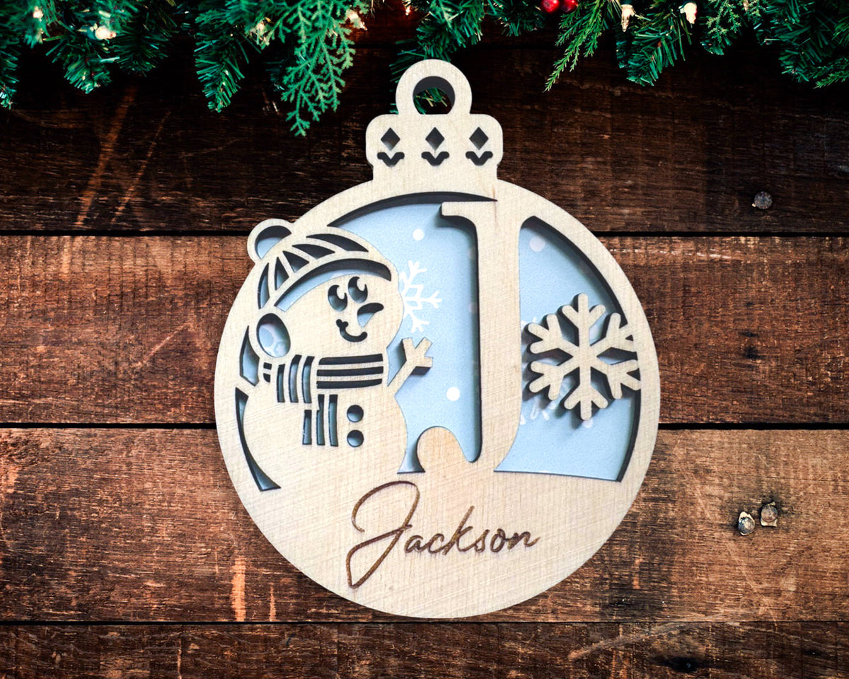 Snowman Monogram Ornament