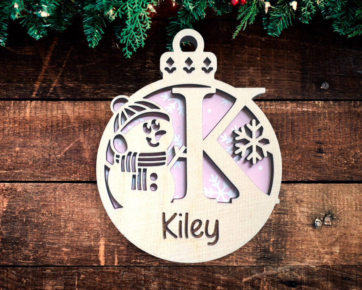 Snowman Monogram Ornament