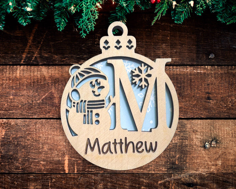 Snowman Monogram Ornament