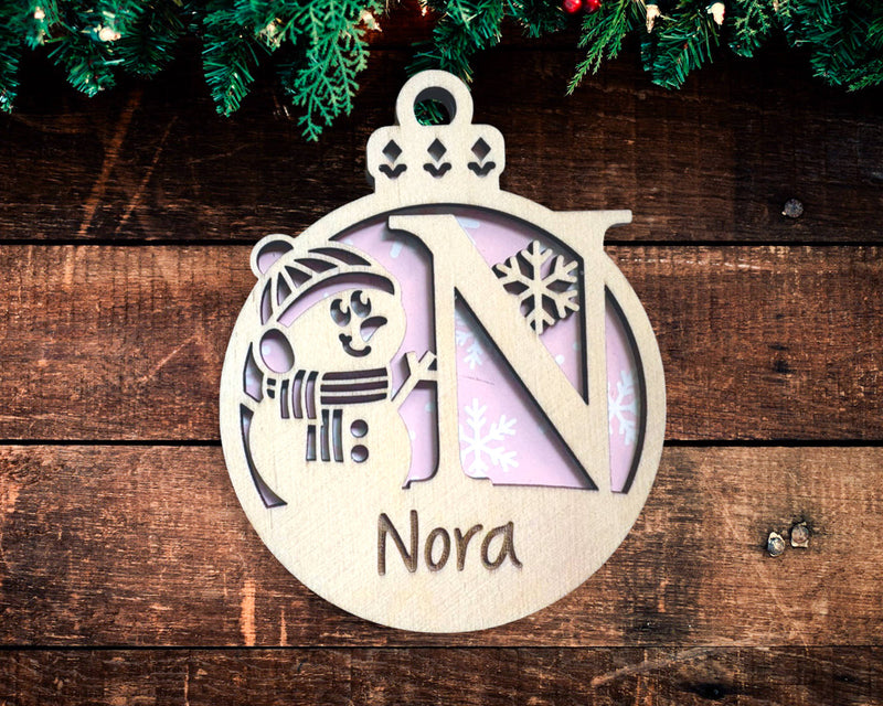 Snowman Monogram Ornament