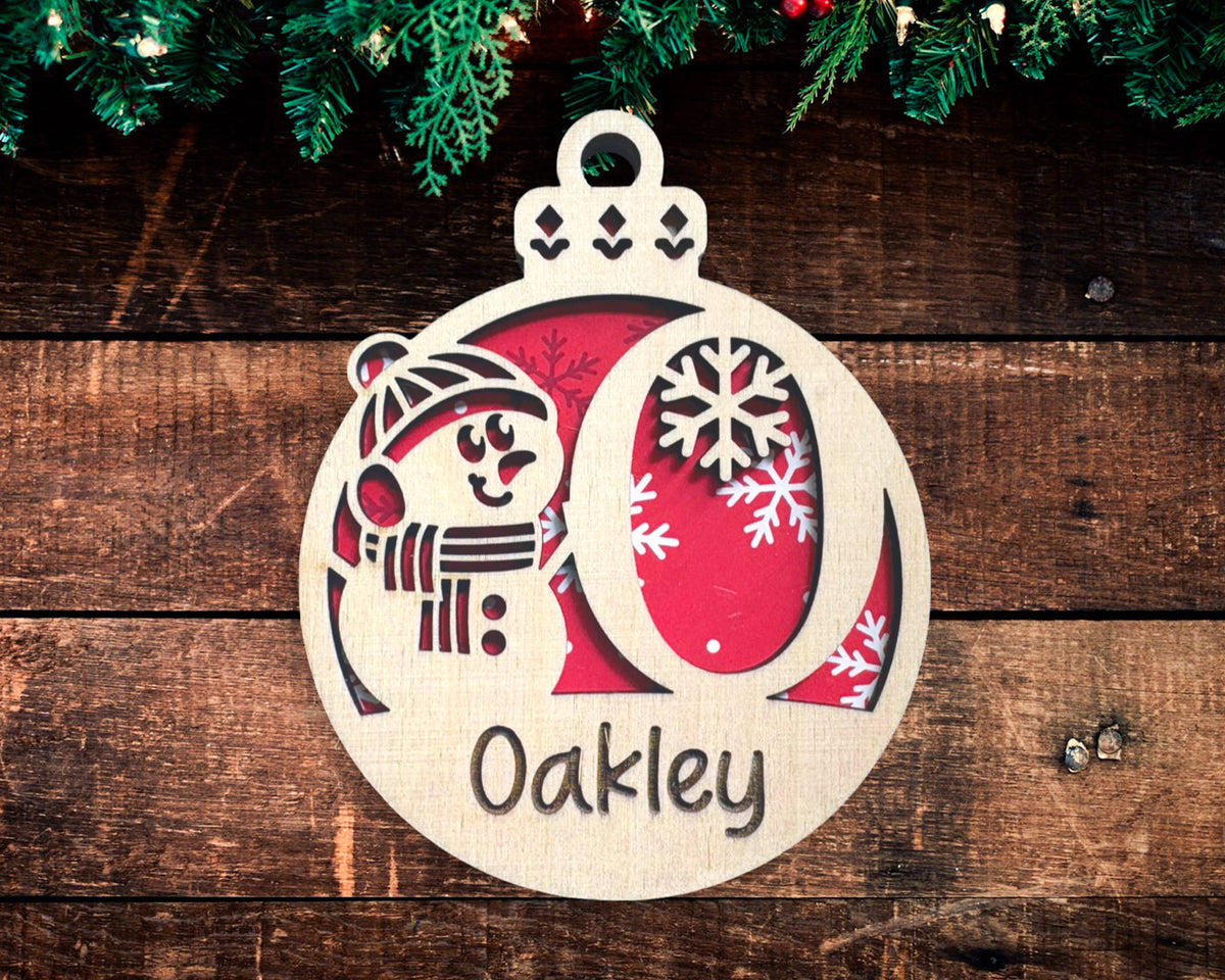 Snowman Monogram Ornament