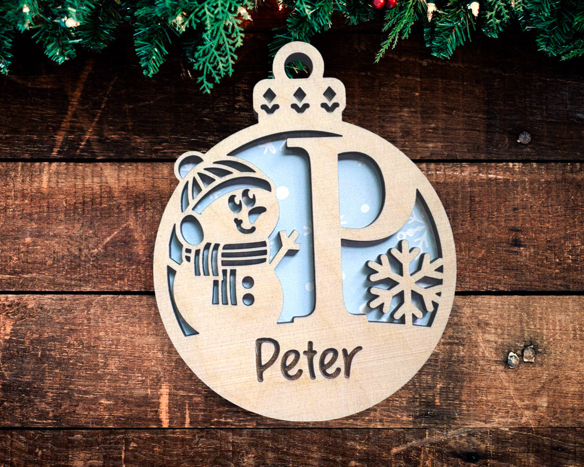 Snowman Monogram Ornament