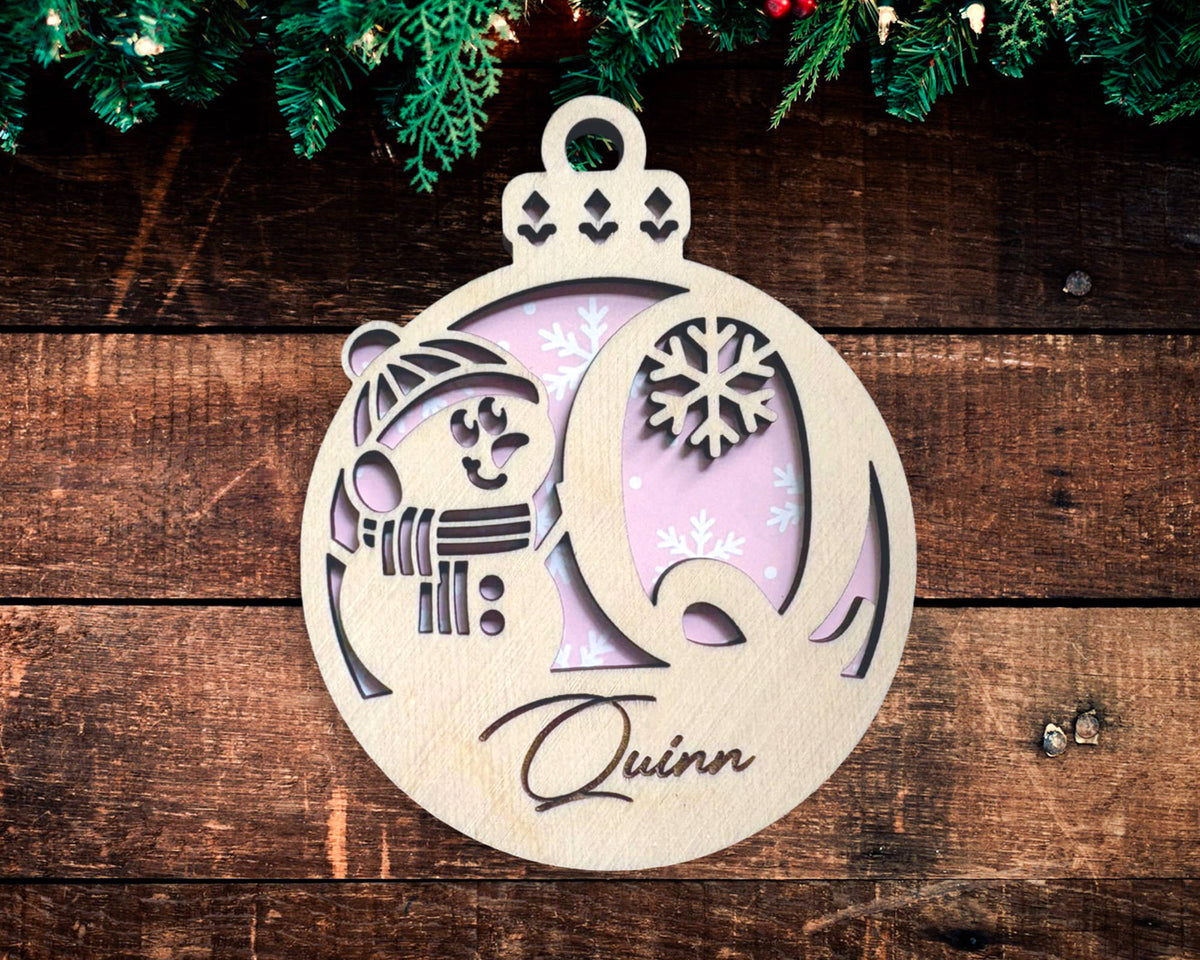 Snowman Monogram Ornament