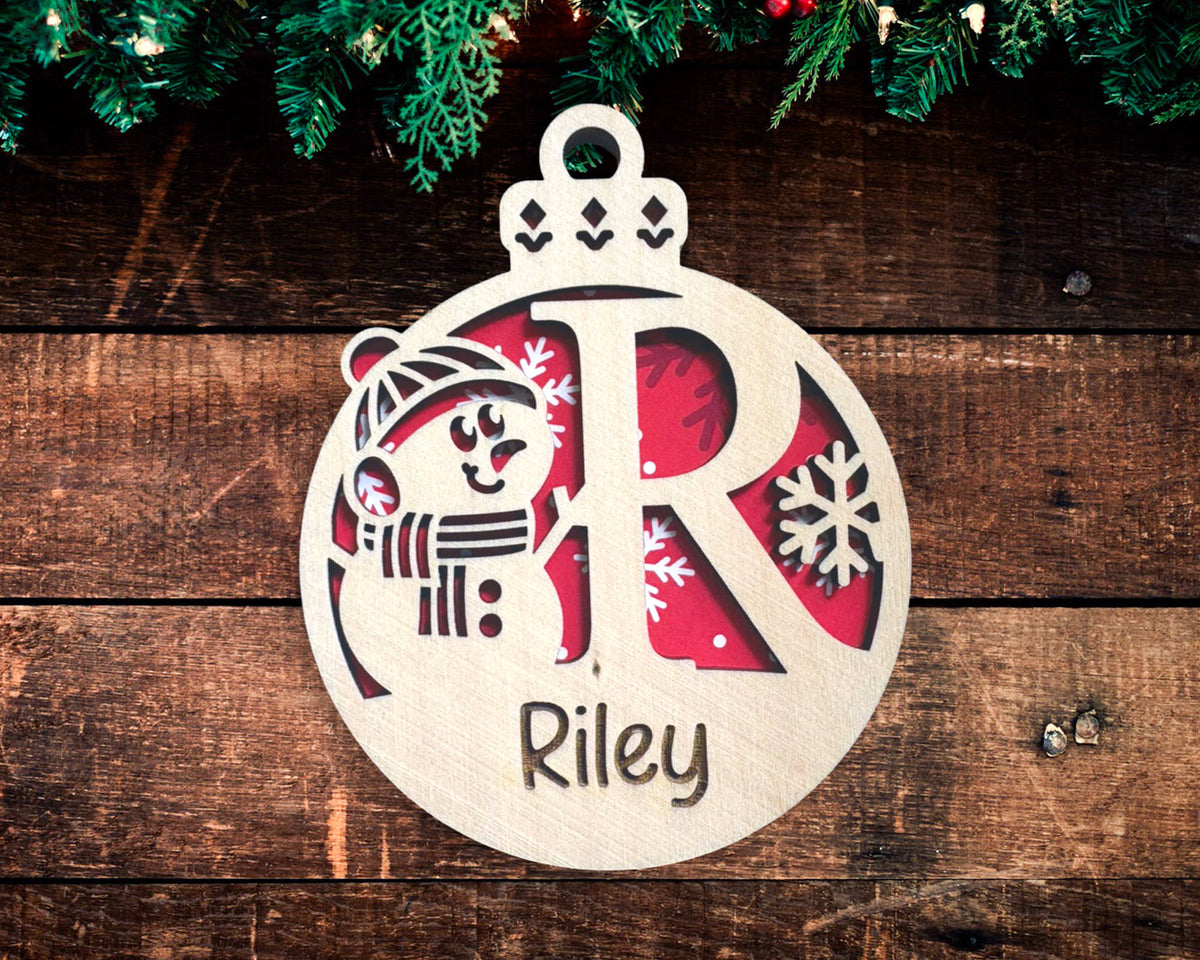 Snowman Monogram Ornament